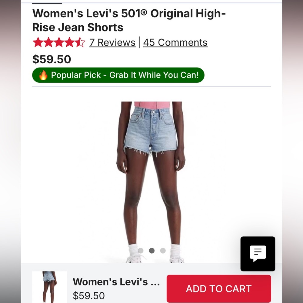 Women's Levi's 501 Original High-Rise Jean Shorts - Picture 6 of 6